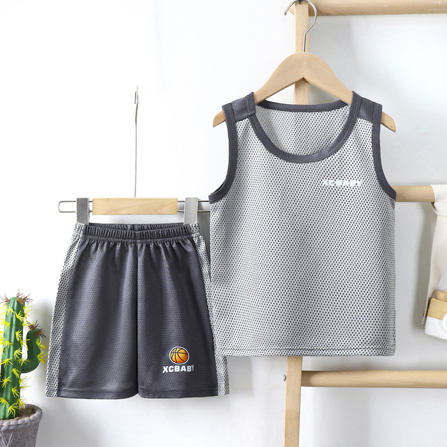 New Summer Children's Sports Basketball Uniform Suit Medium And Large Children's Short-sleeved Vest Two-piece Kids Clothes Girls