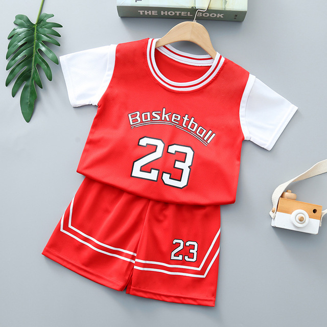 New Summer Children's Sports Basketball Uniform Suit Medium And Large Children's Short-sleeved Vest Two-piece Kids Clothes Girls