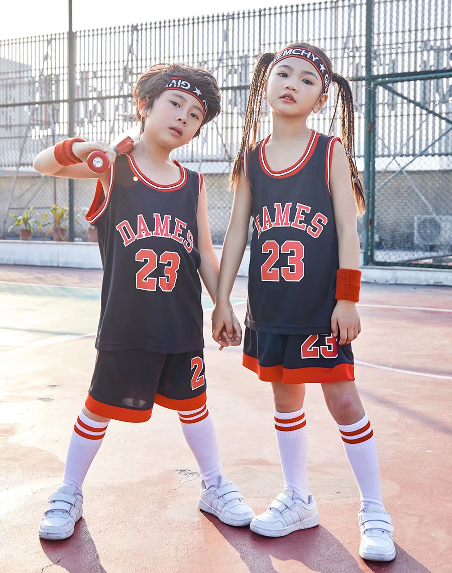 DAMES #23 throwback Basketball jersey sets child Basketball Uniforms Breathable sport vest and shorts set girls sportswear