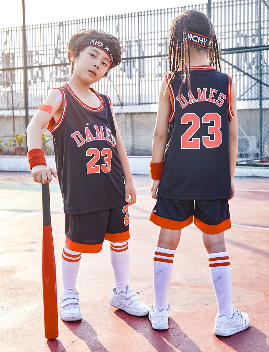 DAMES #23 throwback Basketball jersey sets child Basketball Uniforms Breathable sport vest and shorts set girls sportswear