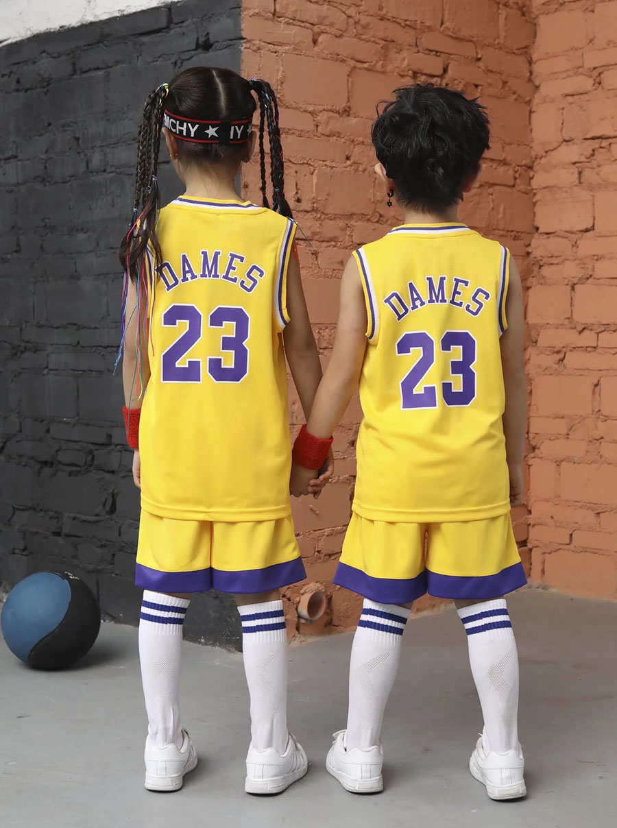 DAMES #23 throwback Basketball jersey sets child Basketball Uniforms Breathable sport vest and shorts set girls sportswear