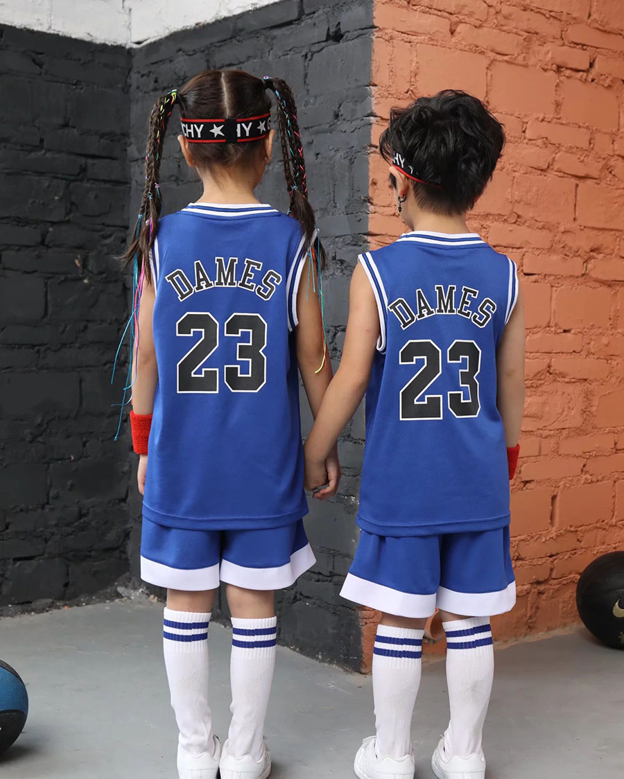 DAMES #23 throwback Basketball jersey sets child Basketball Uniforms Breathable sport vest and shorts set girls sportswear