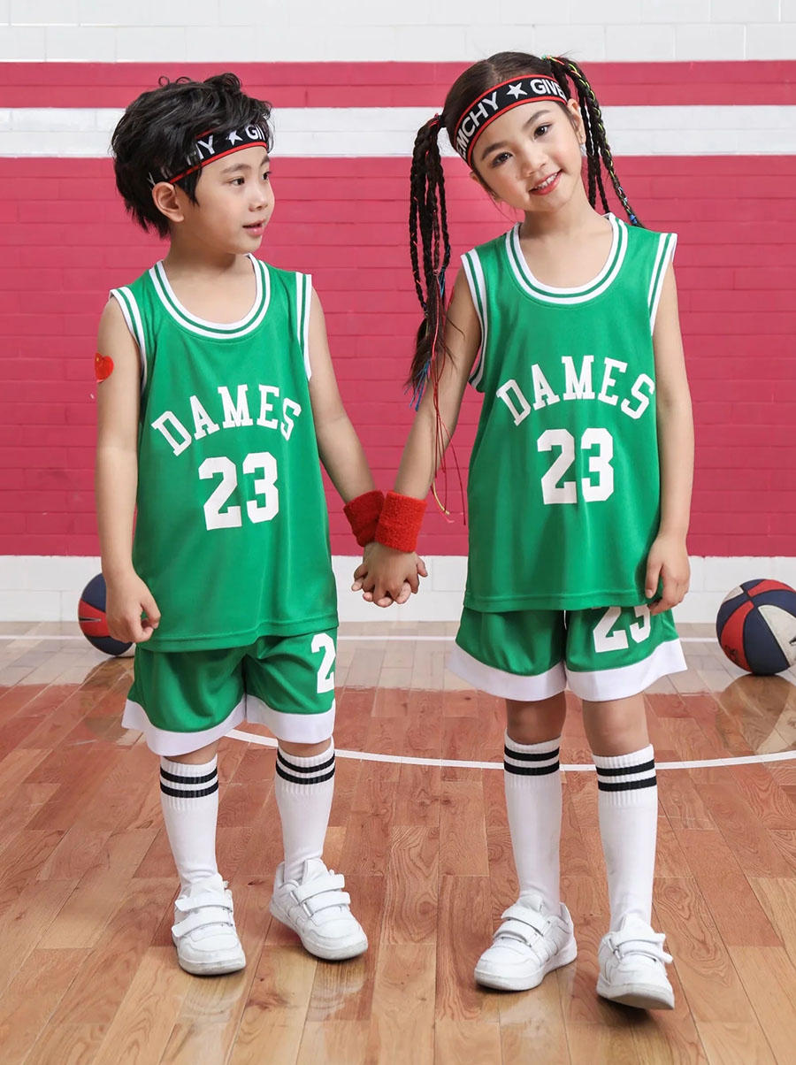 DAMES #23 throwback Basketball jersey sets child Basketball Uniforms Breathable sport vest and shorts set girls sportswear