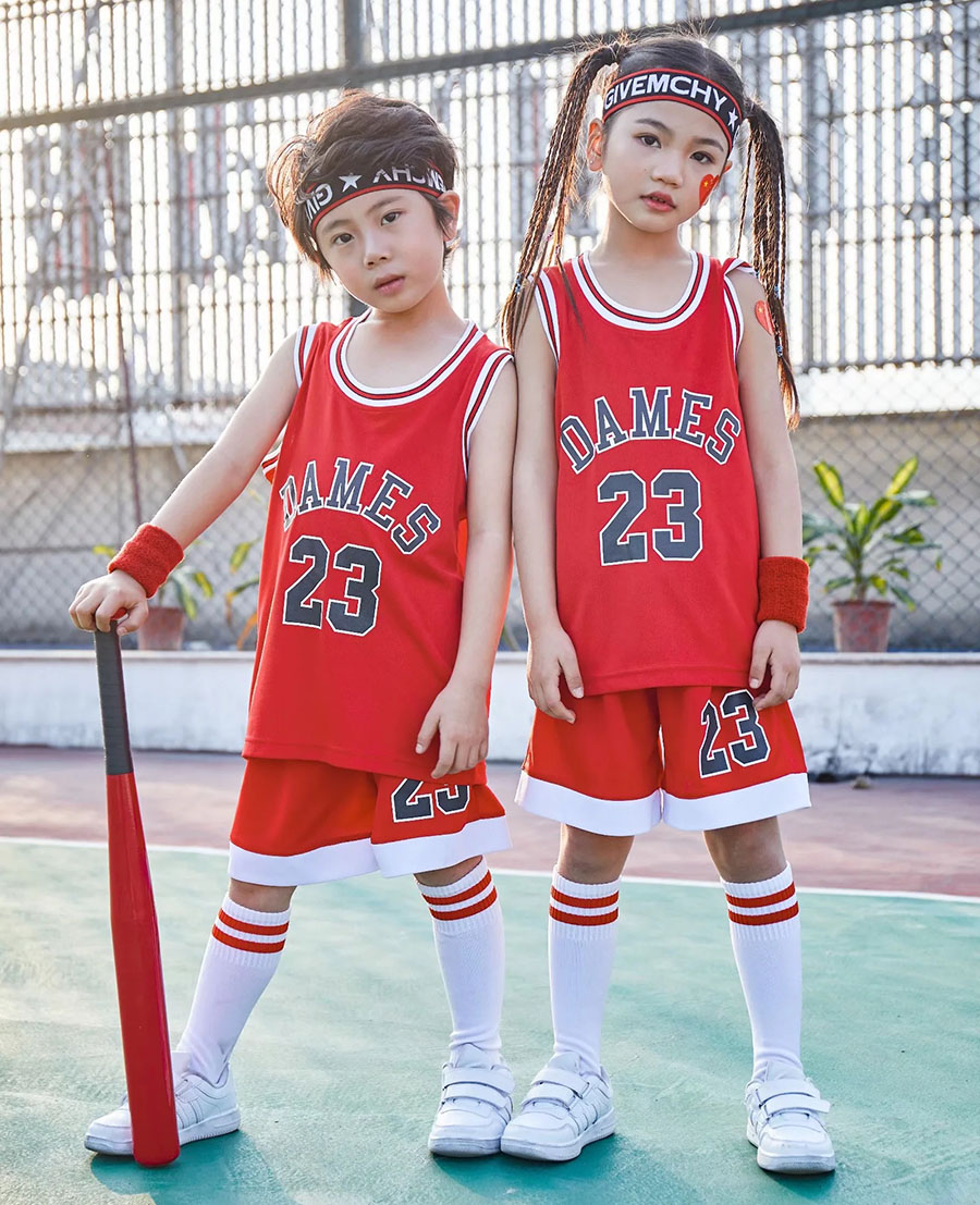 DAMES #23 throwback Basketball jersey sets child Basketball Uniforms Breathable sport vest and shorts set girls sportswear