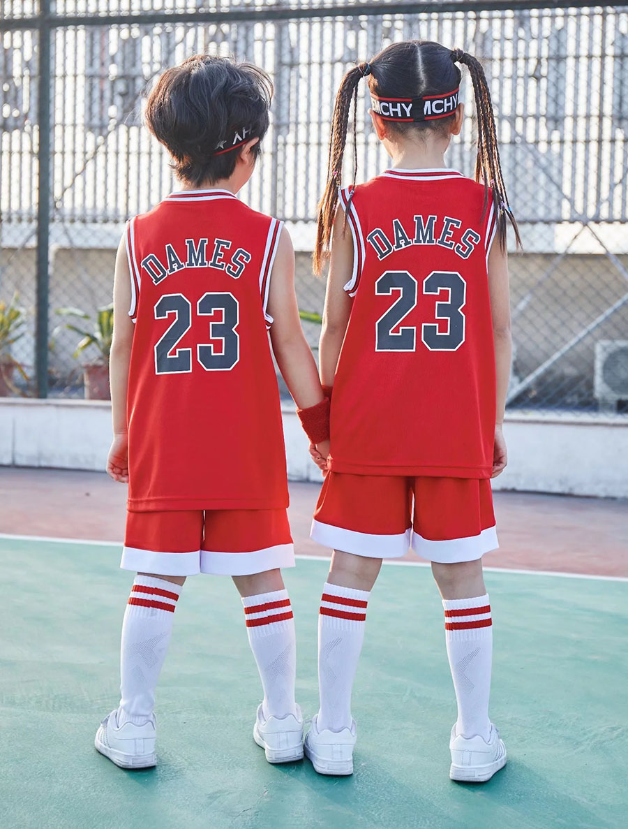 DAMES #23 throwback Basketball jersey sets child Basketball Uniforms Breathable sport vest and shorts set girls sportswear