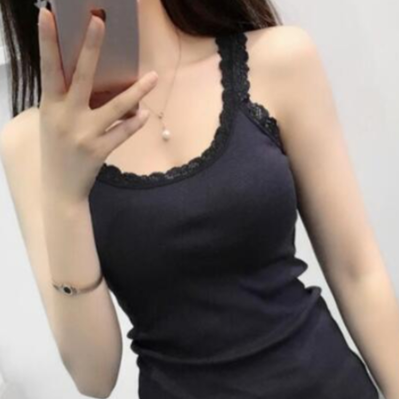 Summer Girl Women Lace Top Tank  Cotton Camisole  Ladies Sexy Slim Vest Tops sleeveless