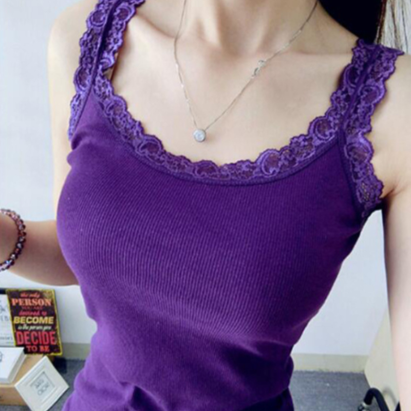 Summer Girl Women Lace Top Tank  Cotton Camisole  Ladies Sexy Slim Vest Tops sleeveless