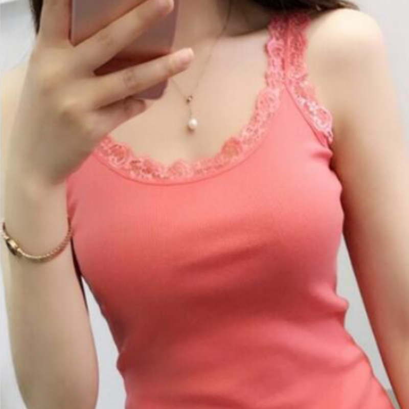 Summer Girl Women Lace Top Tank  Cotton Camisole  Ladies Sexy Slim Vest Tops sleeveless