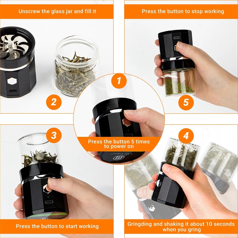 Kitchen Dining room appliances Mini Electric Grinder Portable Vanilla Grinder USB Rechargeable Mill With A Cleaning Brush For Herb Tea Rosemary