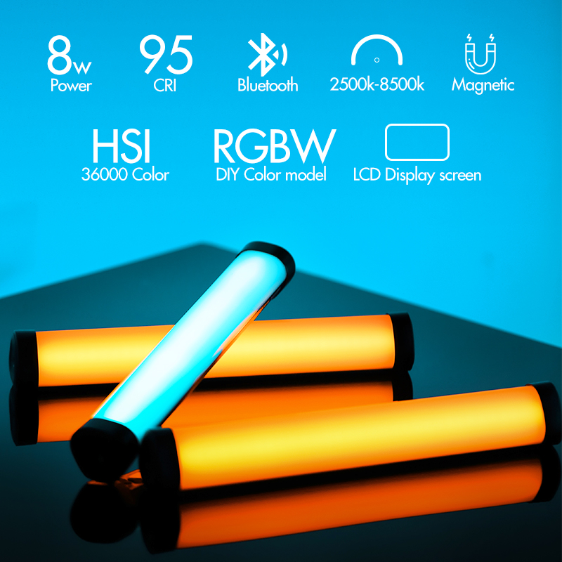 RGB 2500-8500K RGB LED Video Stick Tube Light, CRI 95+ TLCI 97 +,Built-in APP Lithium Battery Magnetic Function