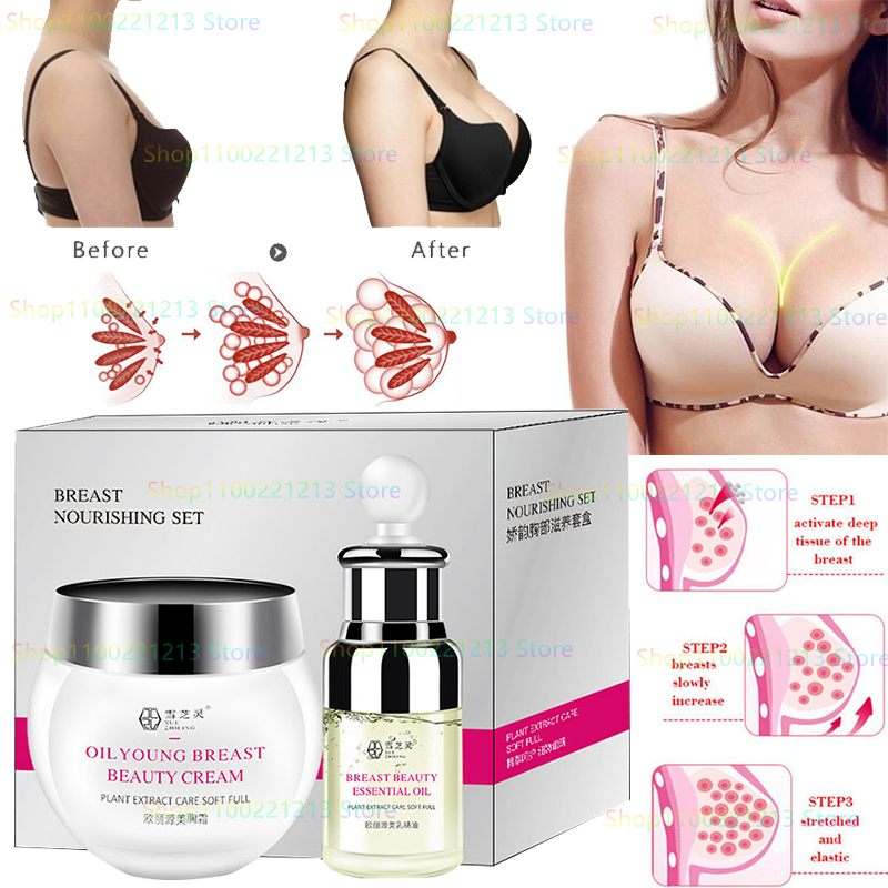 Breast Enlargement Essence Set Promotes Breast Enlargement Prevents Breast Sagging Beauty Milk Massage Cream Oil Unisex