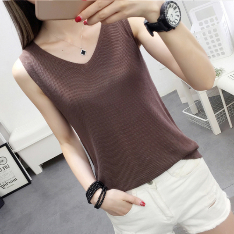 Spring Summer Tank Tops Women Sleeveless Knitted Loose Singlets Camisole Loose T Shirt Ladies Vest Cotton Slim Ladies Thin Vest