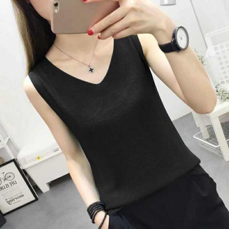 Spring Summer Tank Tops Women Sleeveless Knitted Loose Singlets Camisole Loose T Shirt Ladies Vest Cotton Slim Ladies Thin Vest