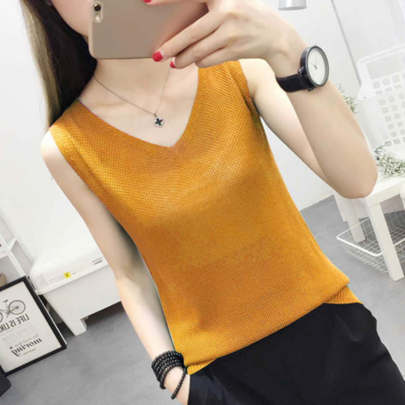 Spring Summer Tank Tops Women Sleeveless Knitted Loose Singlets Camisole Loose T Shirt Ladies Vest Cotton Slim Ladies Thin Vest