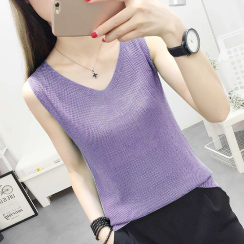 Spring Summer Tank Tops Women Sleeveless Knitted Loose Singlets Camisole Loose T Shirt Ladies Vest Cotton Slim Ladies Thin Vest
