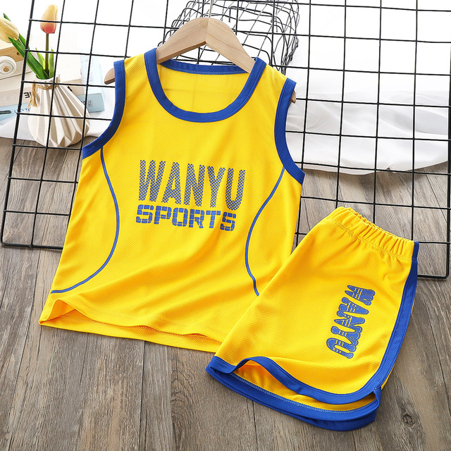 Boy Girl Childrens Vest Suit Sleeveless Shorts Sports Quick-drying Clothing 2-18 Y Kids Jersey Basketball Camisetas Baby Clothes