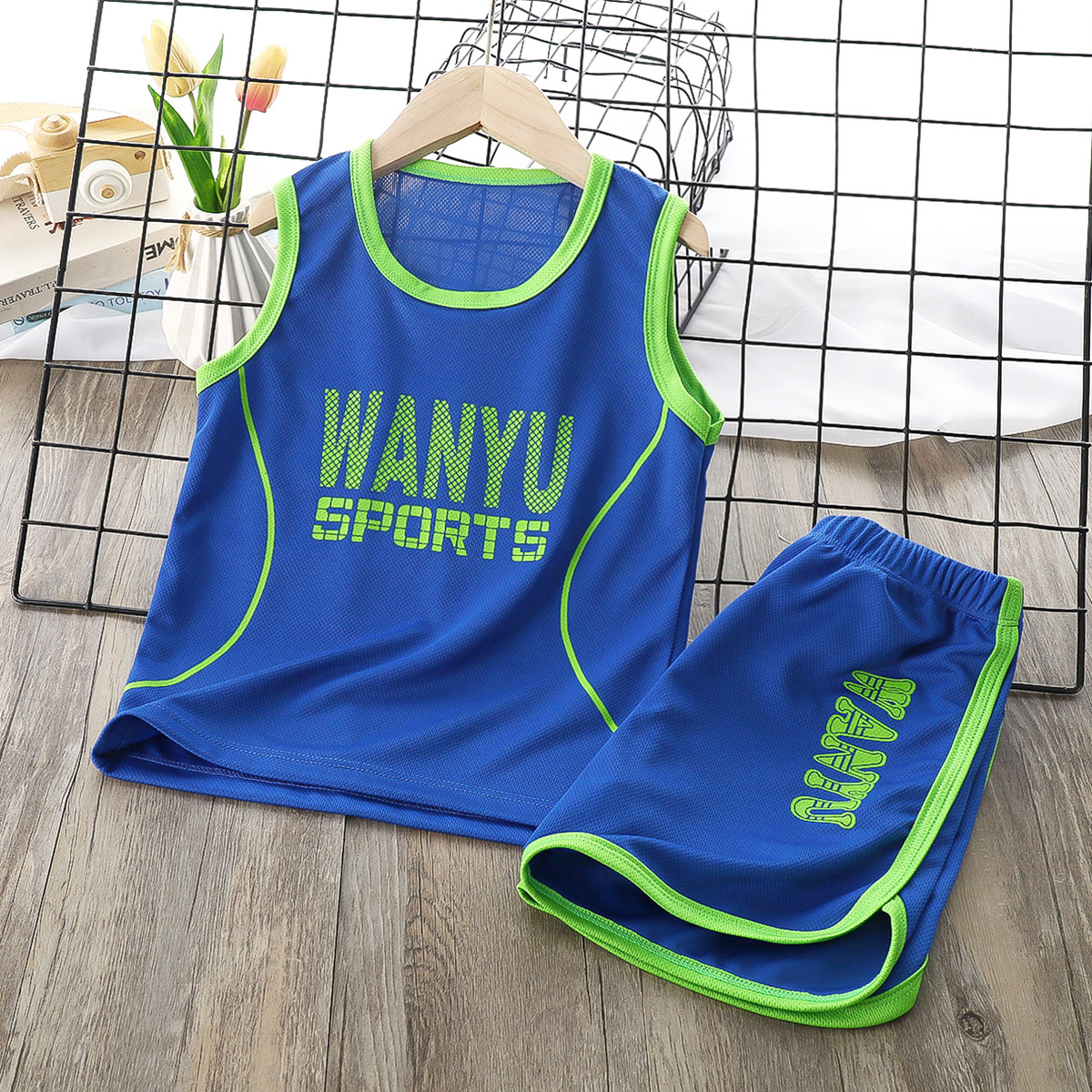 Boy Girl Childrens Vest Suit Sleeveless Shorts Sports Quick-drying Clothing 2-18 Y Kids Jersey Basketball Camisetas Baby Clothes