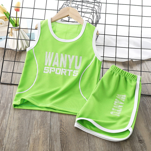 Boy Girl Childrens Vest Suit Sleeveless Shorts Sports Quick-drying Clothing 2-18 Y Kids Jersey Basketball Camisetas Baby Clothes
