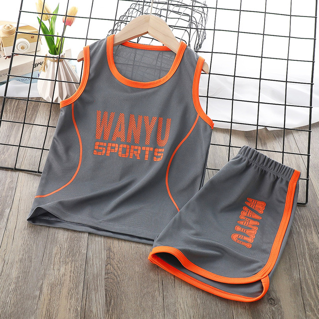 Boy Girl Childrens Vest Suit Sleeveless Shorts Sports Quick-drying Clothing 2-18 Y Kids Jersey Basketball Camisetas Baby Clothes