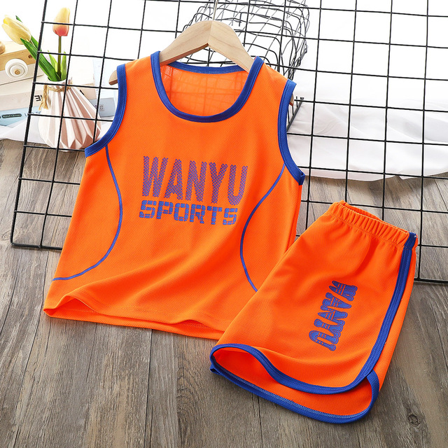 Boy Girl Childrens Vest Suit Sleeveless Shorts Sports Quick-drying Clothing 2-18 Y Kids Jersey Basketball Camisetas Baby Clothes