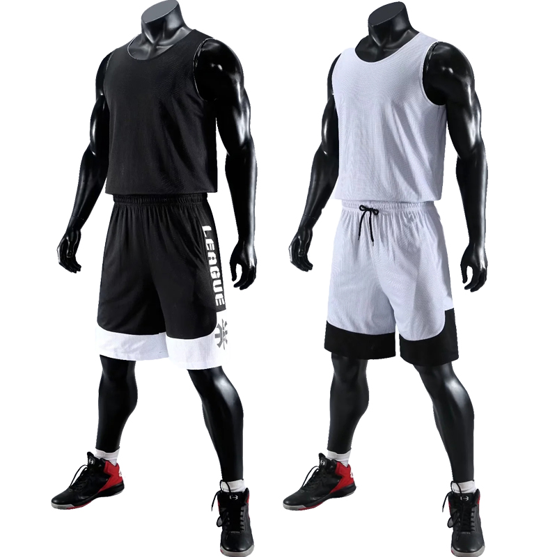 Men kids Basketball Jersey Set Double-sided Basketball uniform Men Reversed Basketball Jersey Sports Suit Both Sides Sportswear