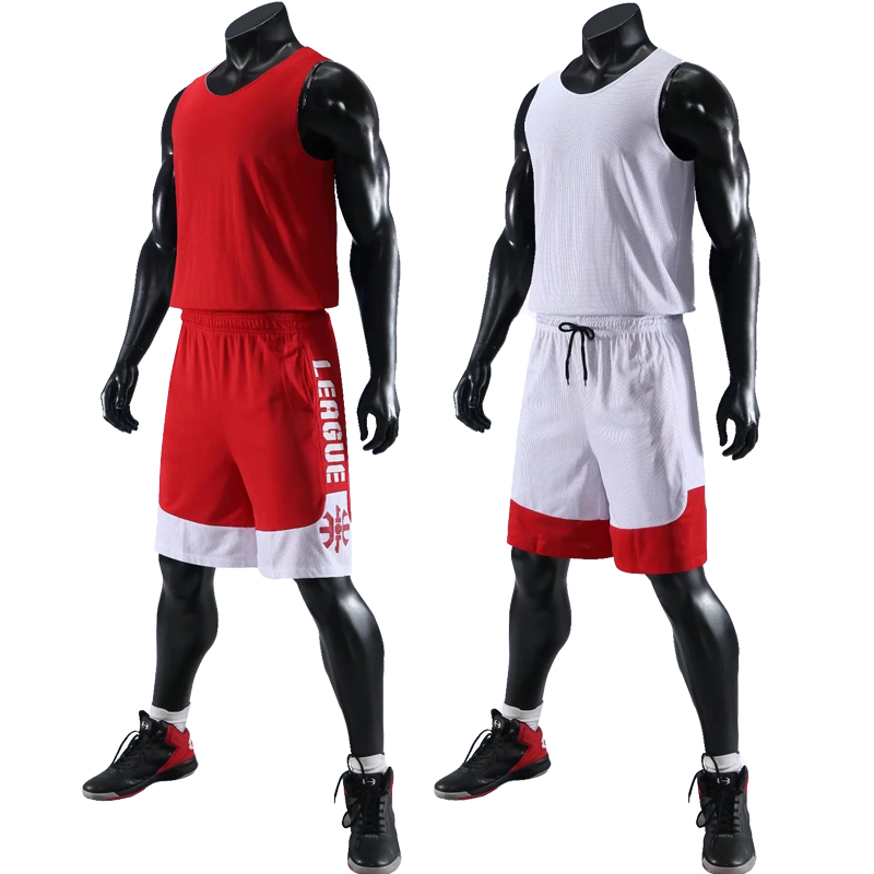Men kids Basketball Jersey Set Double-sided Basketball uniform Men Reversed Basketball Jersey Sports Suit Both Sides Sportswear