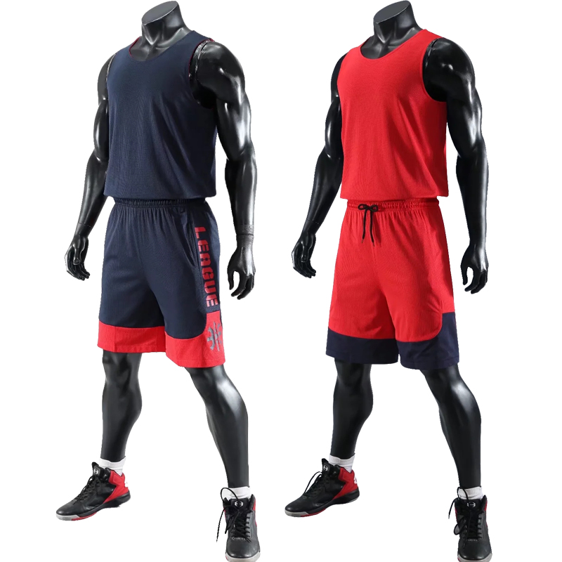 Men kids Basketball Jersey Set Double-sided Basketball uniform Men Reversed Basketball Jersey Sports Suit Both Sides Sportswear