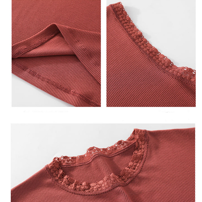 1pc Good Quality Lace Edge Rib Cotton Tank Top Women Summer O Neck Sleeveless Chic Basic T shirt  Streetwear Stretch Slim fit  Tees