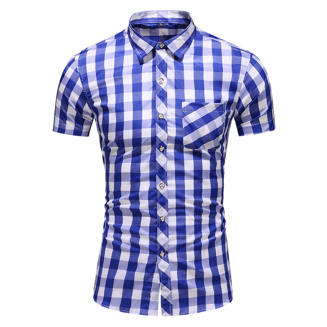 Summer men's casual classic Plaid Short Sleeve Shirt New Arrival Mens Plus size Shirts 5XL 6XL 7XL