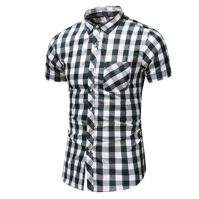 Summer men's casual classic Plaid Short Sleeve Shirt New Arrival Mens Plus size Shirts 5XL 6XL 7XL