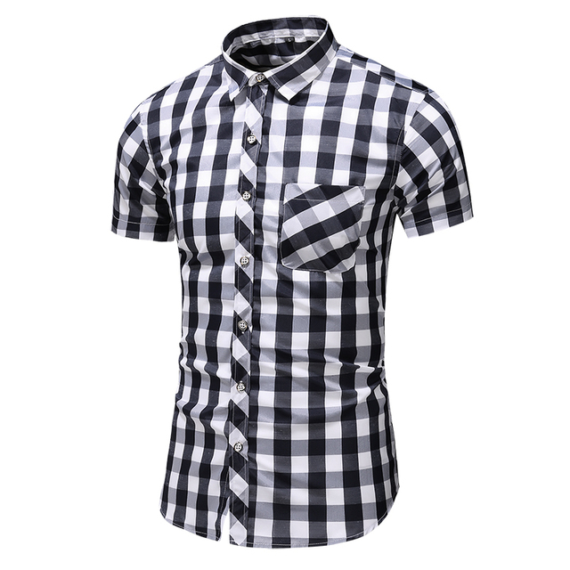 Summer men's casual classic Plaid Short Sleeve Shirt New Arrival Mens Plus size Shirts 5XL 6XL 7XL