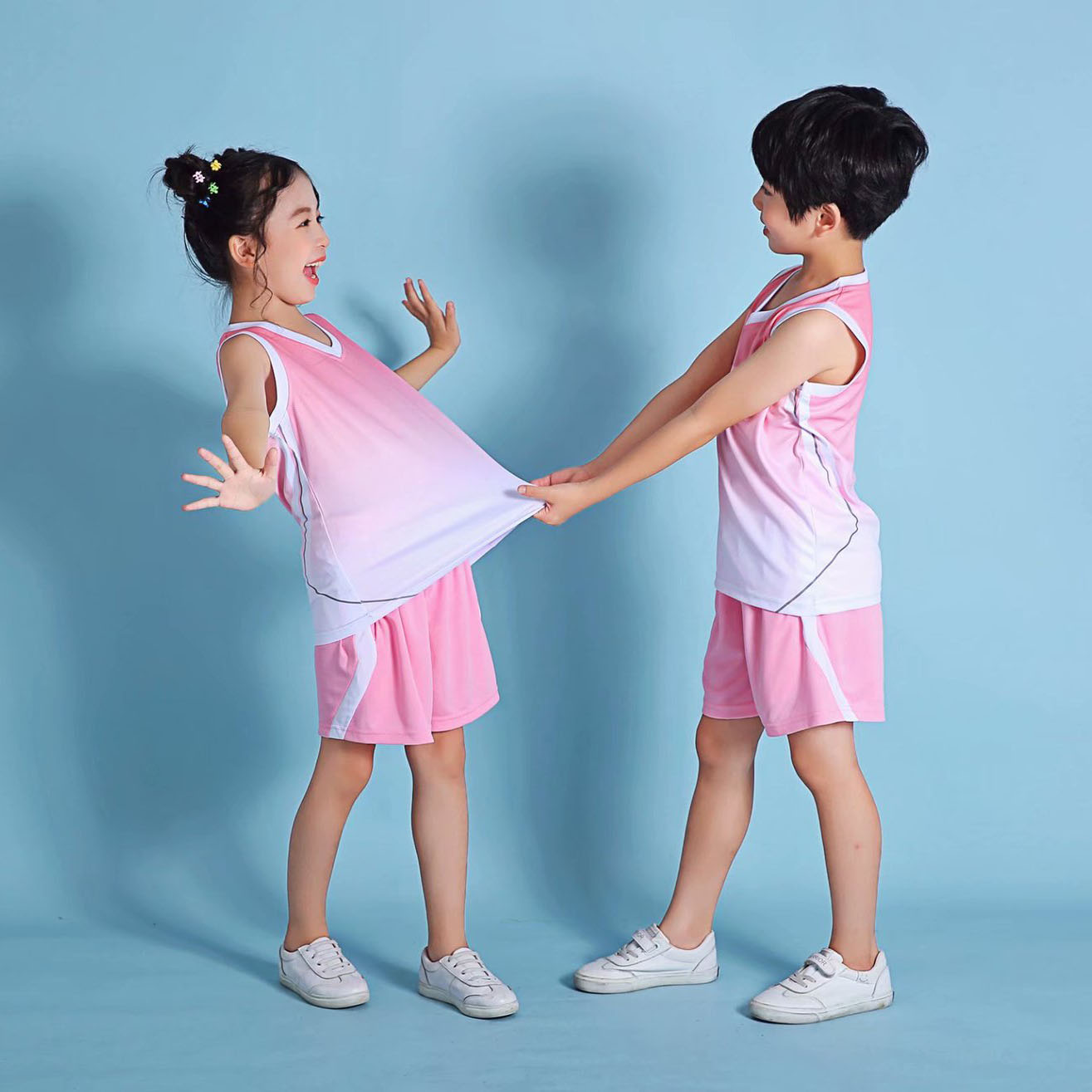 Children Basketball Uniforms kits Boys Gradient Basketball Jerseys Sets Kids Sports Kits Girls Team Training Suits Shot Uniform