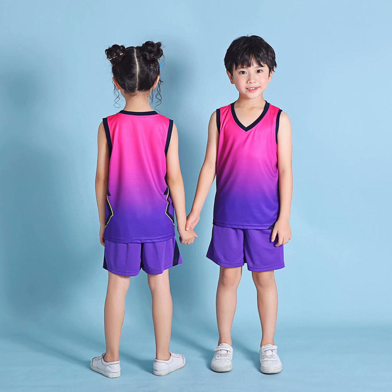 Children Basketball Uniforms kits Boys Gradient Basketball Jerseys Sets Kids Sports Kits Girls Team Training Suits Shot Uniform