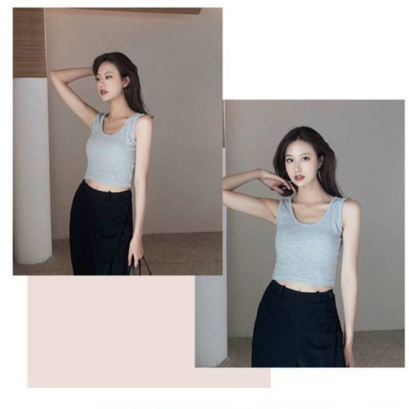 1pc  Summer Slim  Short Top Sexy Women Sleeveless U Croptops Tank Tops Solid  Crop Tops Vest