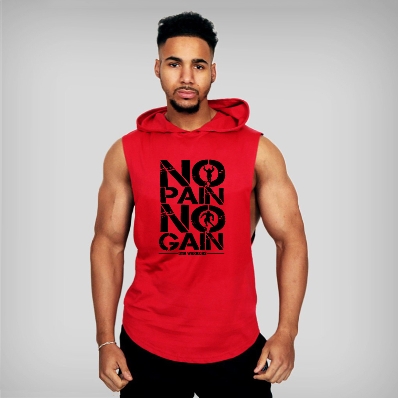 Gyms Clothing Mens Bodybuilding Hooded Tank Top Cotton Sleeveless Vest Sweatshirt Fitness Workout Sportswear Tops Male