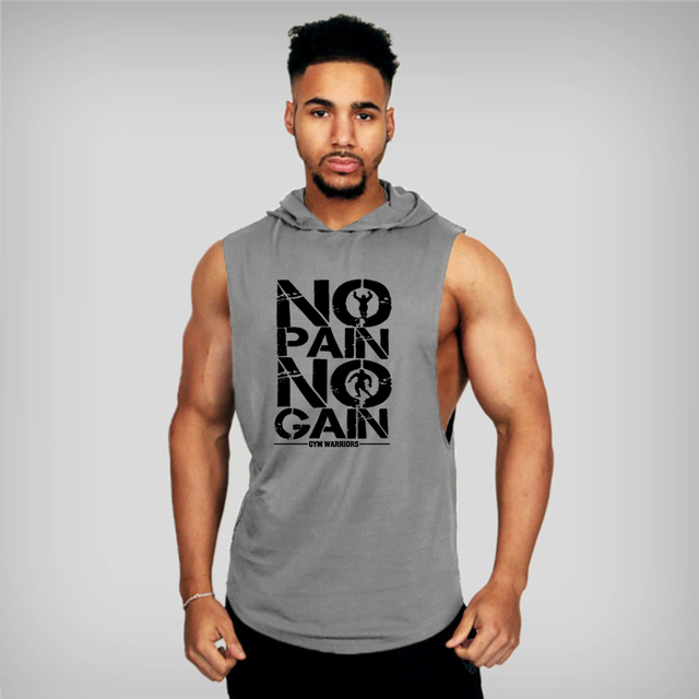 Gyms Clothing Mens Bodybuilding Hooded Tank Top Cotton Sleeveless Vest Sweatshirt Fitness Workout Sportswear Tops Male