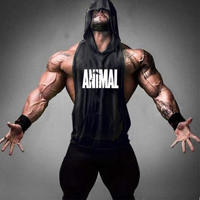 New Men Bodybuilding Cotton Tank top Gyms Fitness Hooded Vest Sleeveless Shirt Summer Casual Fashion Workout Clothing