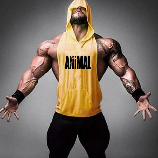 New Men Bodybuilding Cotton Tank top Gyms Fitness Hooded Vest Sleeveless Shirt Summer Casual Fashion Workout Clothing