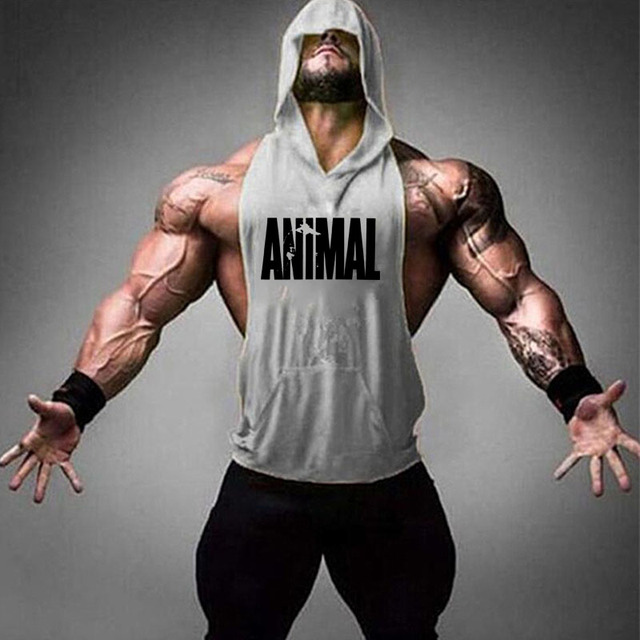 New Men Bodybuilding Cotton Tank top Gyms Fitness Hooded Vest Sleeveless Shirt Summer Casual Fashion Workout Clothing