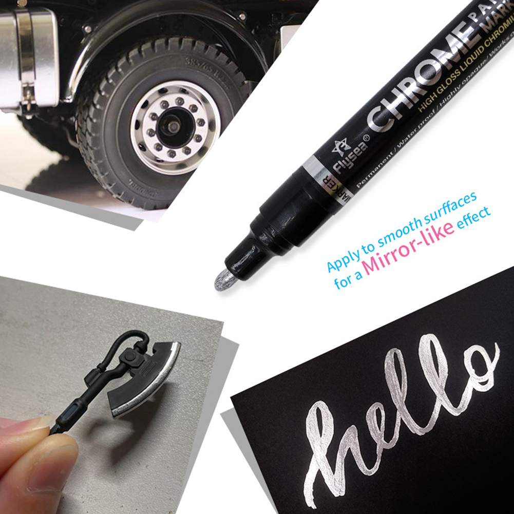 DIY Paint Pen Silver Liquid Mirror Chrome Marker Pen Mirror Reflection Mark Pen Petroglyph Accessories Car Paint Repair
