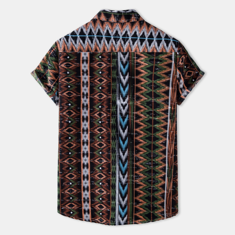 Hawaii Men Shirt Blouse Multicolor Stripes Loose Short Sleeve Casual Buttons Cotton Beach Shirt Men Oversize Camisa Masculina