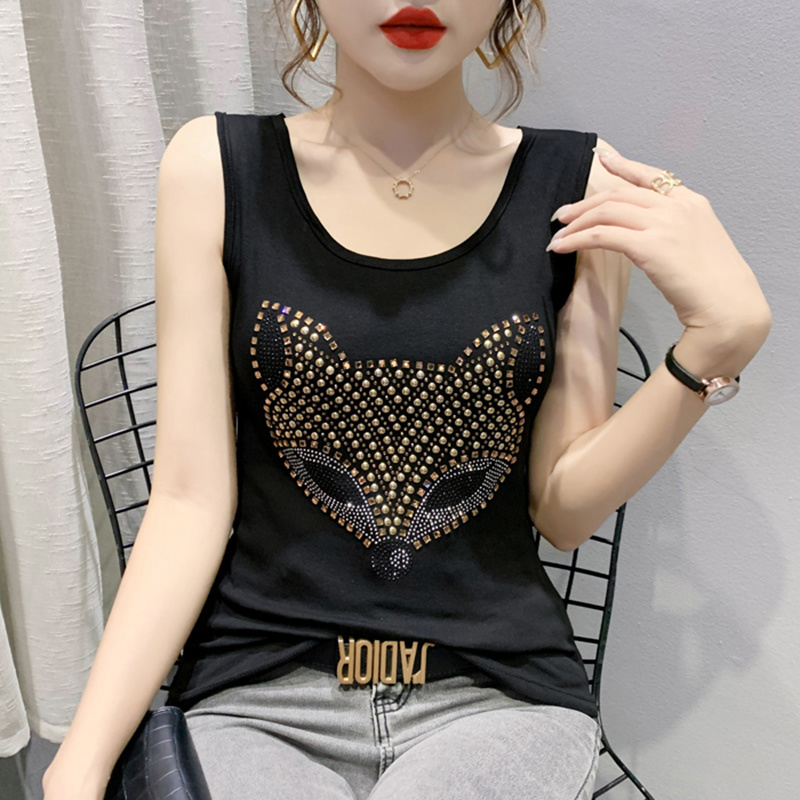 Black Tank Top Women With Rivet Sexy Party Tops Summer Sleeveless Tops Backless Spliced Gauze Crop Top Women Slim