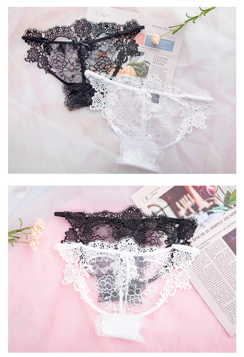 2pcs Women's Cute Butterfly Embroidery Thongs And G Strings Sexy Transparent Mesh Briefs Adjustable Waist Panties Culotte Femme