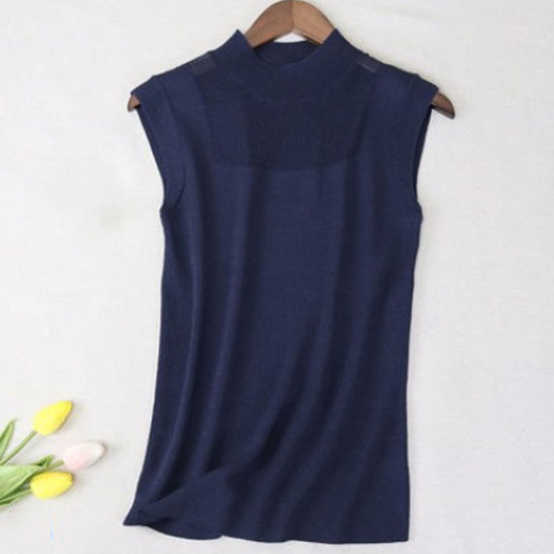 Summer Camisole Suspenders Hollow Out Ladies Ice Silk Knitted Vest Solid Color Sleeveless Womens Tops