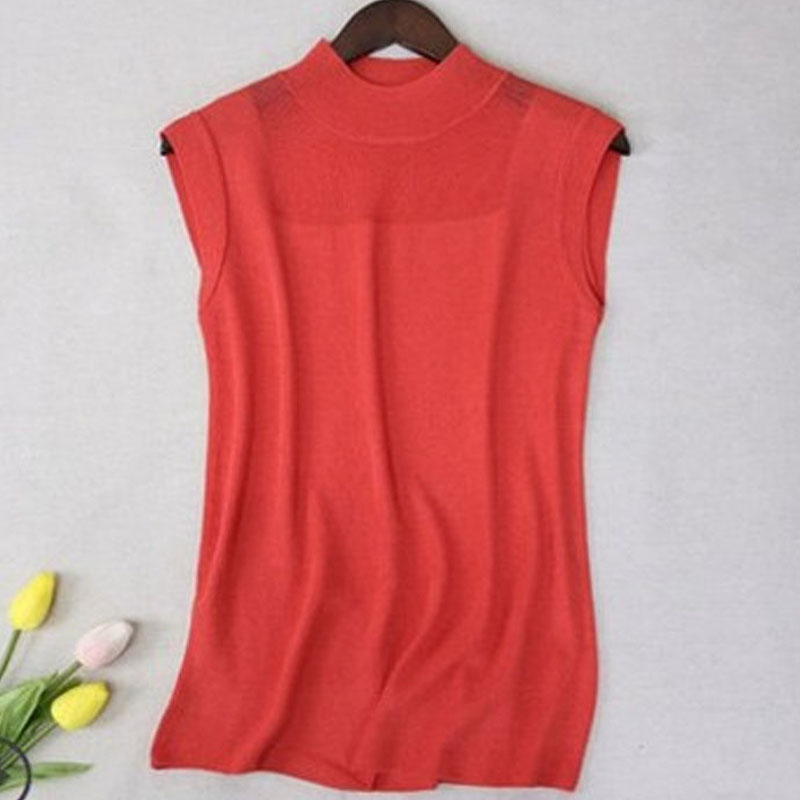 Summer Camisole Suspenders Hollow Out Ladies Ice Silk Knitted Vest Solid Color Sleeveless Womens Tops