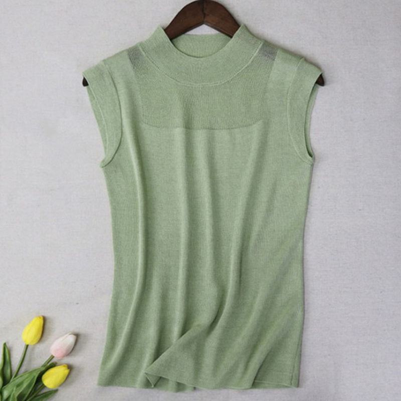 Summer Camisole Suspenders Hollow Out Ladies Ice Silk Knitted Vest Solid Color Sleeveless Womens Tops