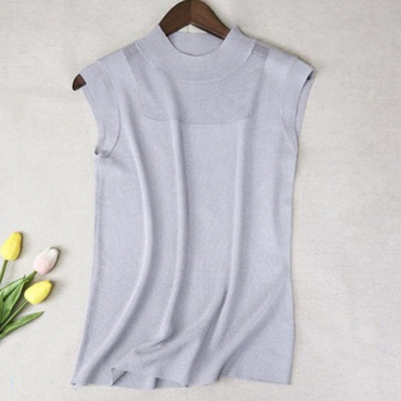 Summer Camisole Suspenders Hollow Out Ladies Ice Silk Knitted Vest Solid Color Sleeveless Womens Tops