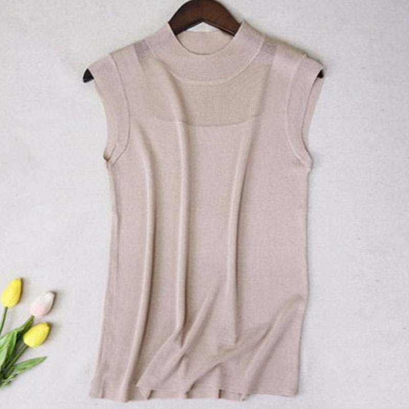 Summer Camisole Suspenders Hollow Out Ladies Ice Silk Knitted Vest Solid Color Sleeveless Womens Tops