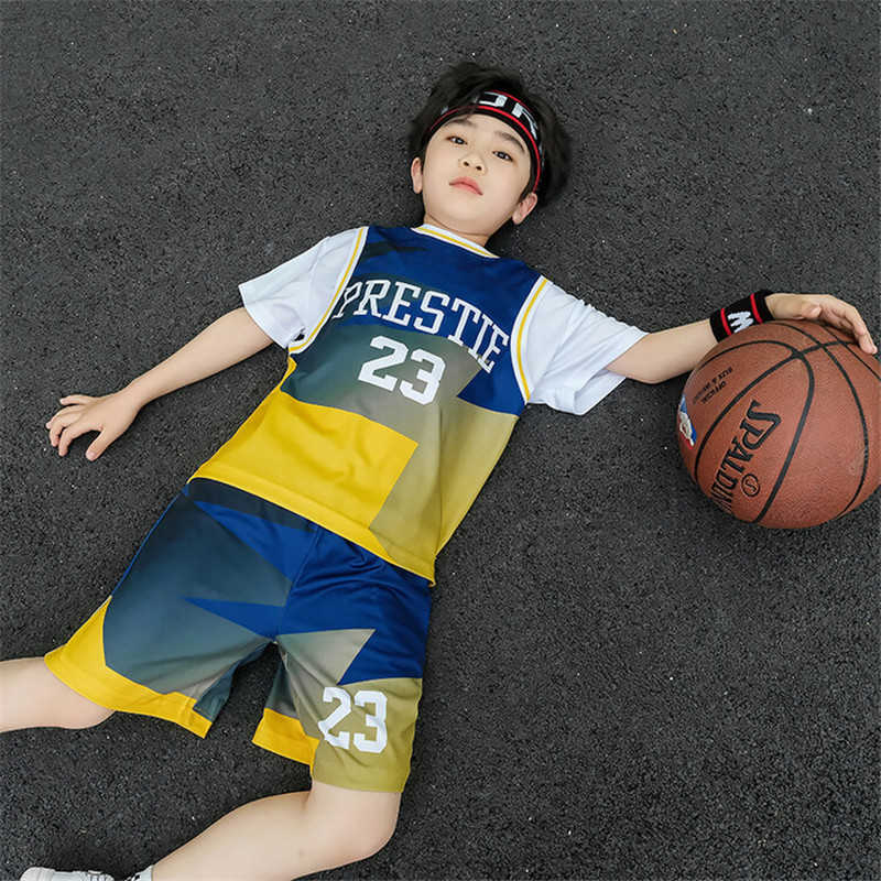 Boys Summer Clothing Sets Short Sleeve Sport Suits Casual O-Neck Letters Print Quick-Drying Basketball Jersey Teenager Clothes