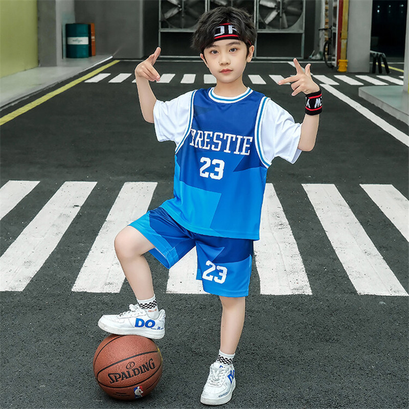 Boys Summer Clothing Sets Short Sleeve Sport Suits Casual O-Neck Letters Print Quick-Drying Basketball Jersey Teenager Clothes